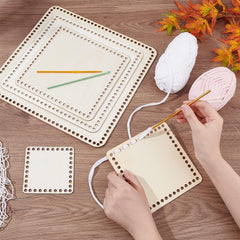 Cliths 5 Pcs Square Wooden Bag Bottoms Knitting Bag Shapers in 5 Sizes with Holes for Crochet DIY Basket Weaving Yarn Craft