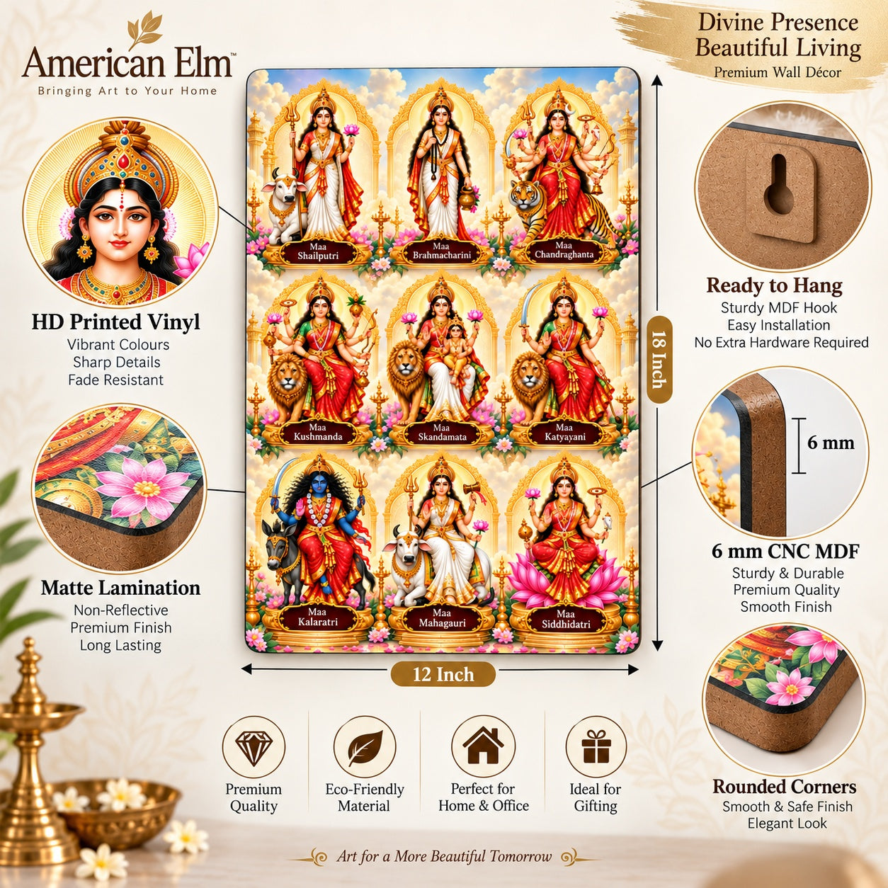 Navdurga wall art for pooja room
