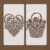 Flower Basket Painting Stencils, Reusable PET Drawing Templates for Wall Art, Furniture, Canvas, Crafts and DIY Decoration
