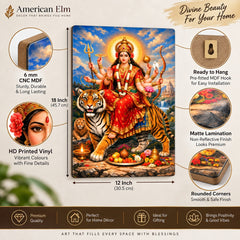 Maa Durga tiger wall art for pooja room