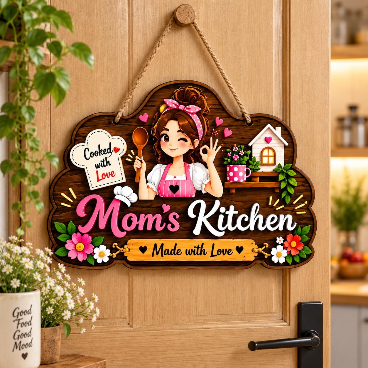 Wooden kitchen hanging sign for mothers