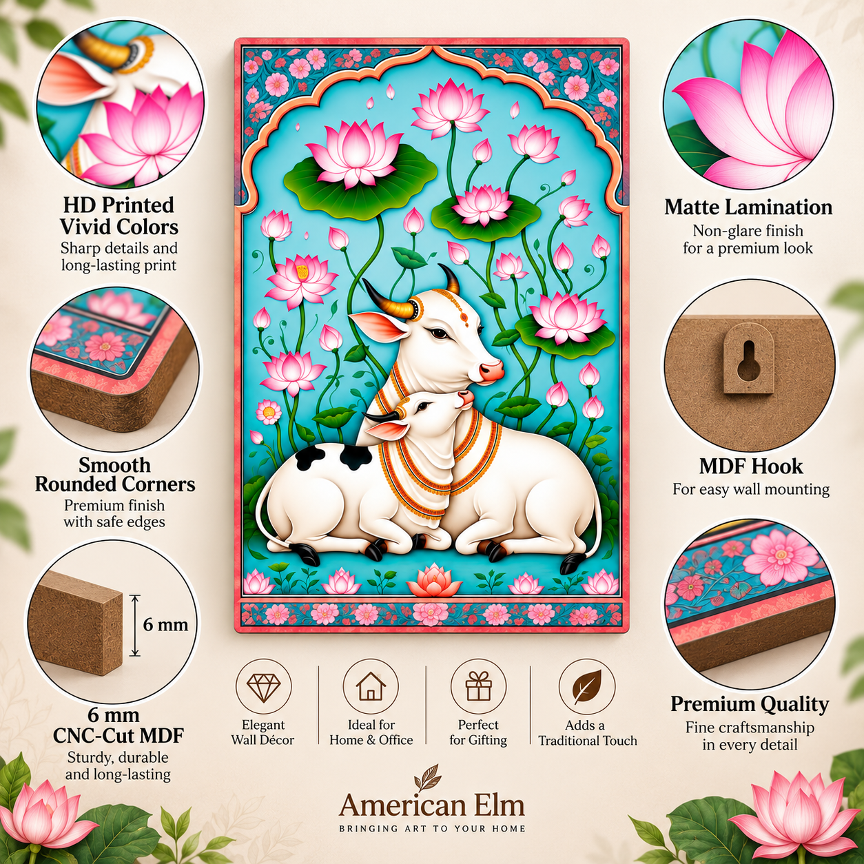 traditional cow wall art for living room