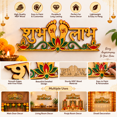 wooden shubh labh main door decoration