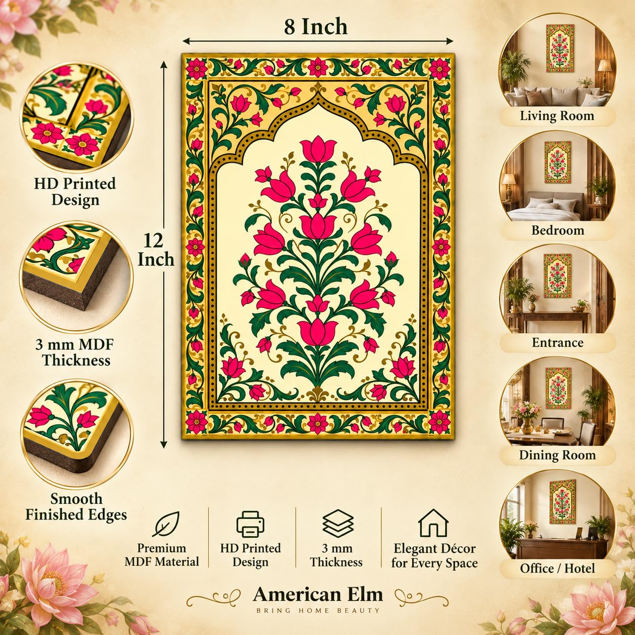 mughal inspired floral wall decoration