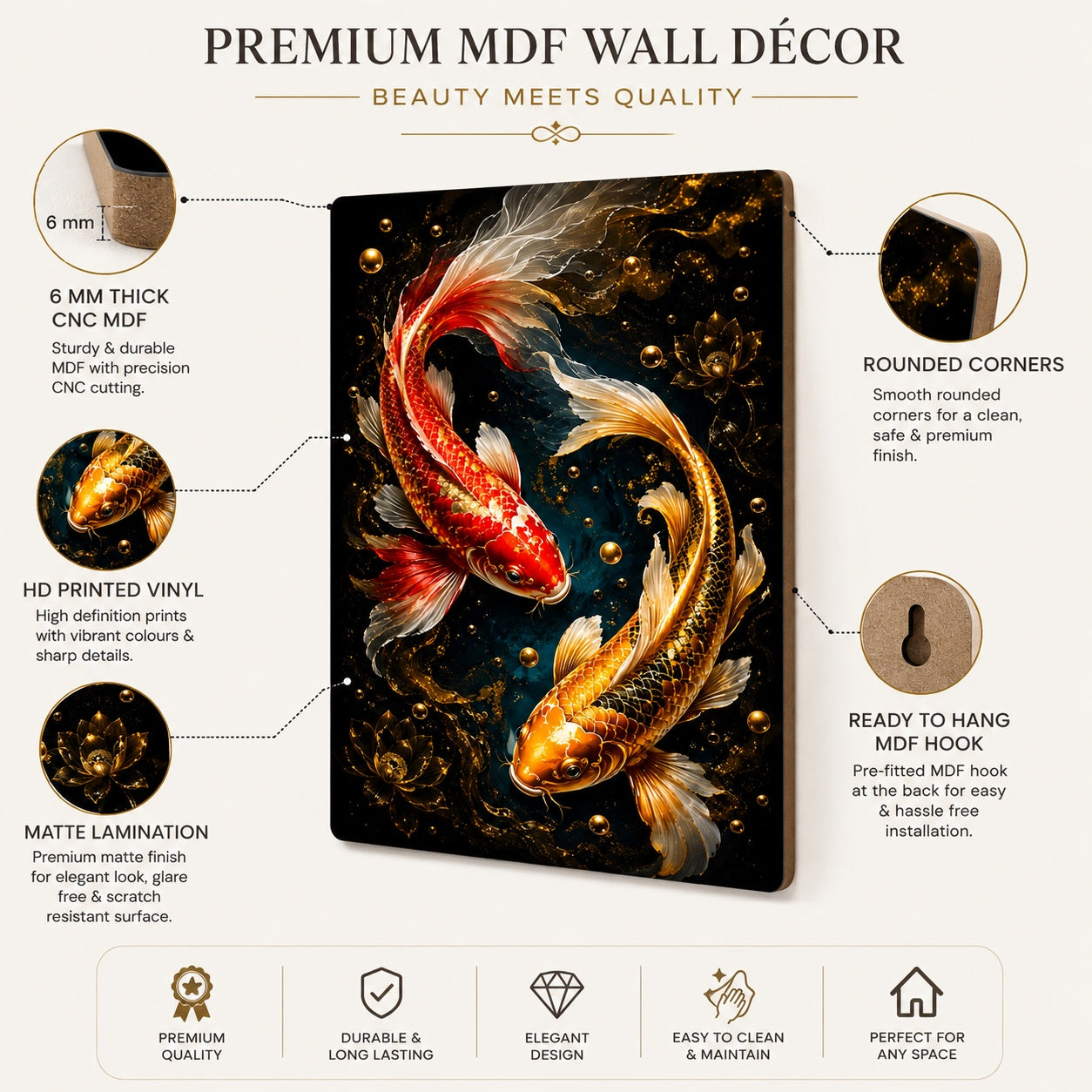 koi fish wooden wall decor