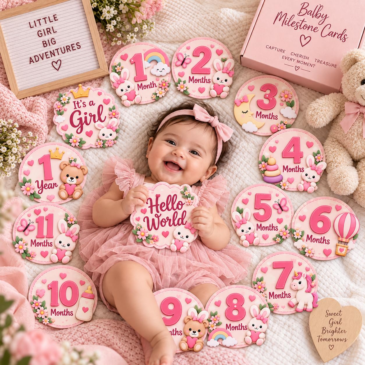 Baby monthly milestone cards for nursery decor