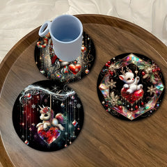 American Elm Christmas Gnome Printed Sunboard Coasters Set of 6 | 3 mm Thick, Drink Coasters, Christmas Theme