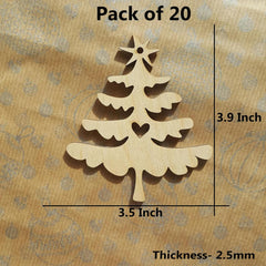 Wooden Christmas tree ornament with measurements on a wooden background