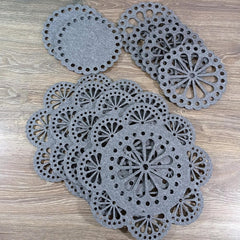 Cliths 12 Piece Round Felt Placemat Set Table Mats Coasters Heat Resistant Dining Decor