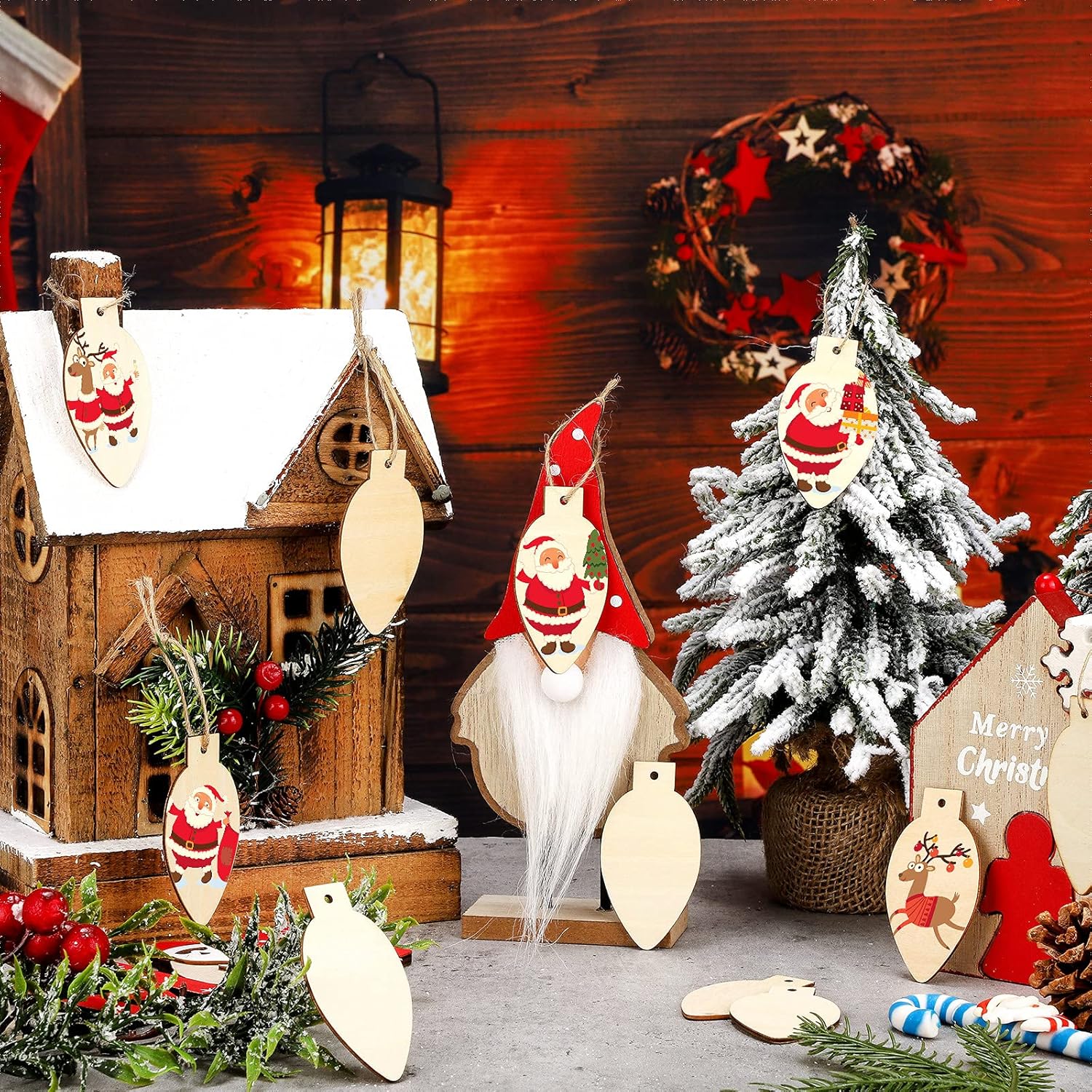 Wooden cutouts for holiday DIY projects