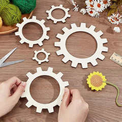 American Elm 5 Pcs Wood Flower Weaving Tool Set MDF Jewelry Casting Ring Molds for DIY Craft Projects, Yarn Weaving, Crochet Frame