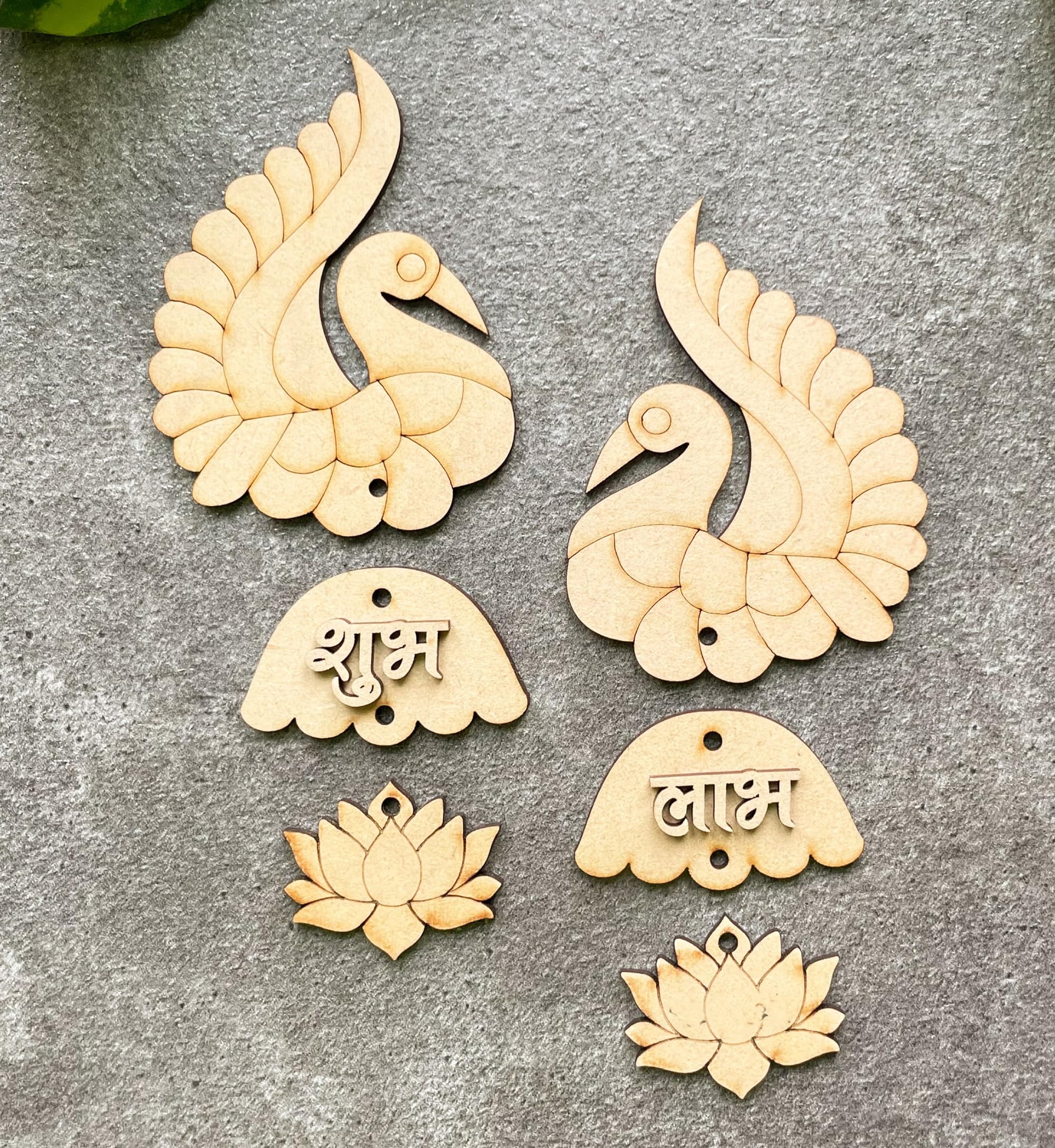diy wooden shubh labh mayura design cutouts for diwali decorations