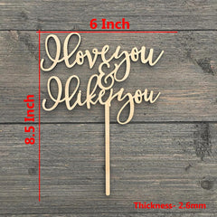 Cliths Wooden "I Love You & I Like You" Cake Topper MDF Rustic Wedding & Valentine's Decor Romantic Couples Gift