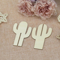 Cliths Set of 6 Pcs Cactus Wooden Blank Wood Pieces for DIY Craft Holiday Decorations Unfinished Wooden Ornaments