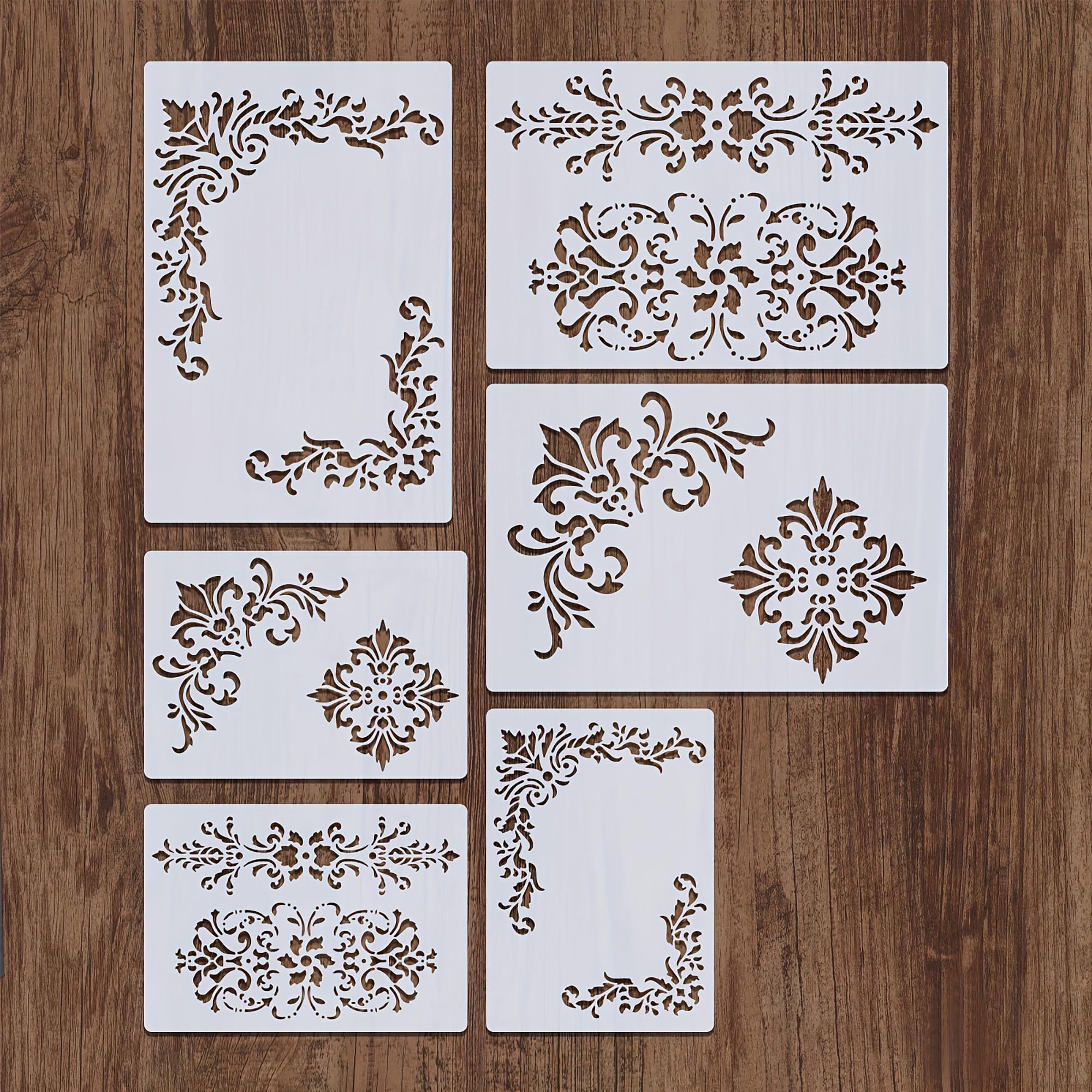 corner damask stencil set reusable