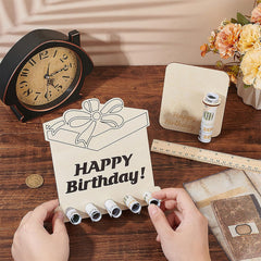 American Elm Happy Birthday Money Holder Gift Box Laser Cut MDF Display Stand Creative Cash Gift Alternative