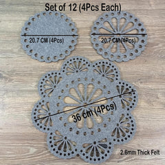 Cliths 12 Piece Round Felt Placemat Set Table Mats Coasters Heat Resistant Dining Decor