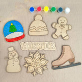 wooden winter painting kit for kids and toddlers