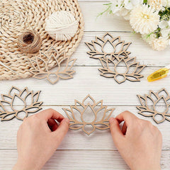 American Elm 24 Pcs Wooden Lotus Cutouts Floral Shapes for DIY Crafts Art Projects Wall Décor Painting Activities Festival Decor Mandala Theme Design School Supplies