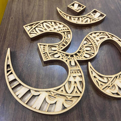 Cliths 3D Om Mandala Wall Hanging Spiritual Home Decor Wooden MDF Art Pooja Space Wall Decor