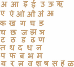 Hindi alphabet letters on a white background