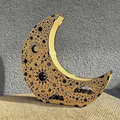 Cliths Wooden Moon Tealight Holder Ramadan Eid Night Light 3D Sun & Star Design Table Decor