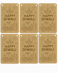 American Elm Pack of 6 Happy Diwali Wooden CutoutsPre Marked MDF for DIY Painting & Festival Decor Kit with Festive Design