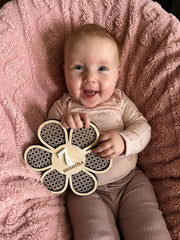 Cliths Double Sided Baby Monthly Photoshoot Props Interchangeable Numbers Milestone Card for Newborn, Baby Shower Gift (6x6.5 Inch)