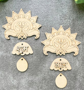 unfinished wooden shubh labh peacock cutout diy diwali decor art craft torans decorative items