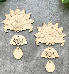 unfinished wooden shubh labh peacock cutout diy diwali decor art craft torans decorative items