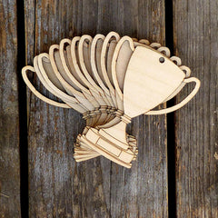 Wooden fish-shaped ornament on a wooden background