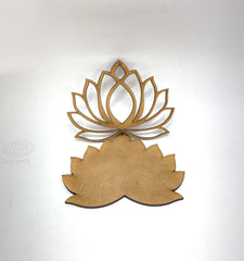 Wooden lotus flower wall decor on a white background