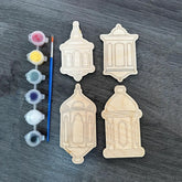 Cliths Set of 4 DIY Wooden Lanterns for Kids Ramadan Activity Painting Kit Eid Mubarak Gifts Islamic Wall Art