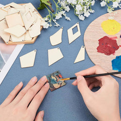Cliths 60 Pcs Wooden Earring Blanks 6 Rhombus Styles MDF Drop Dangles for DIY Jewelry Making, Lightweight Craft Kit