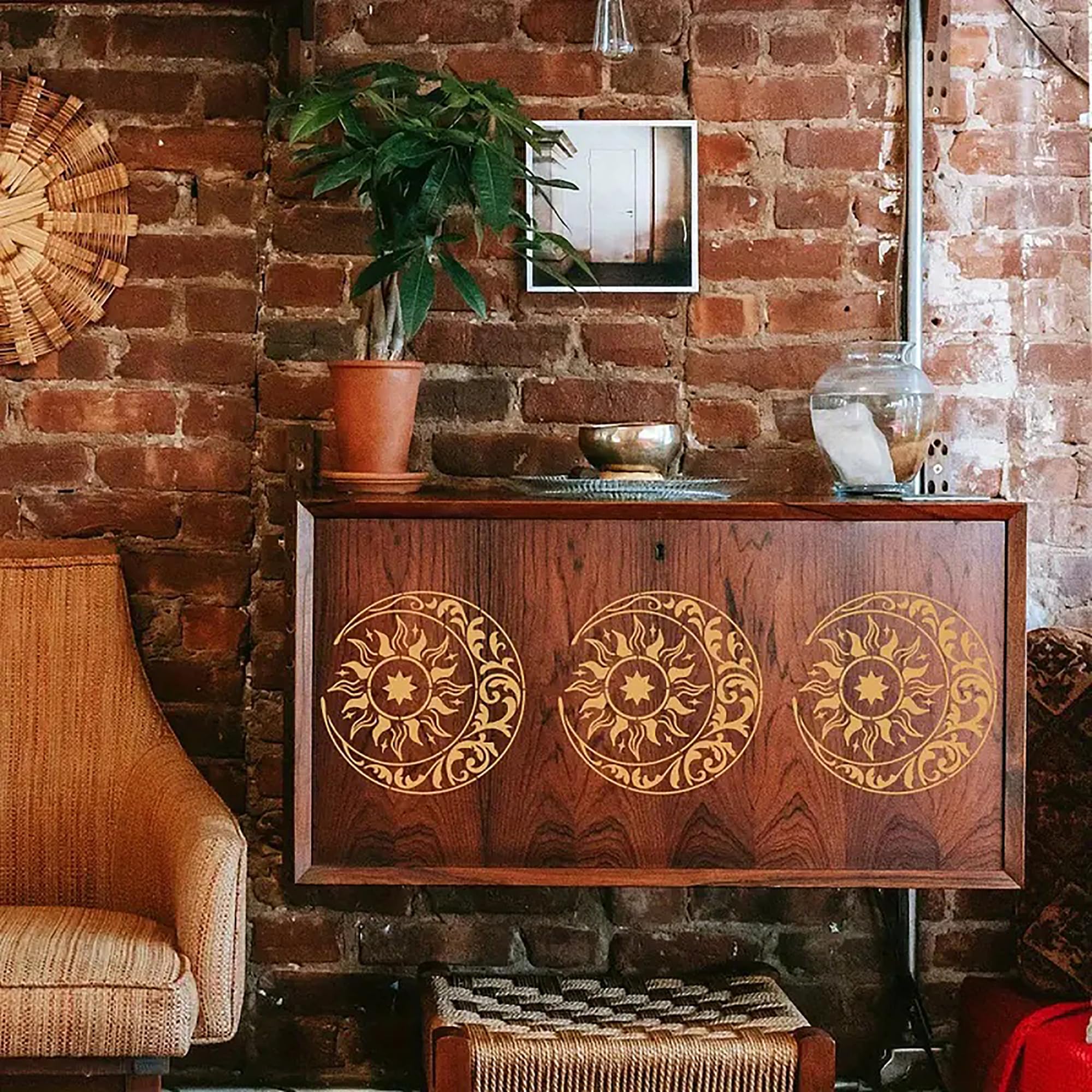 spiritual sun and moon mandala template for meditation spaces
