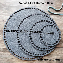 Cliths Set of 4 Square Felt Crochet Bases for DIY Bags & Baskets Eco Friendly Felt