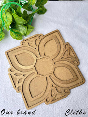 Cliths 2-Layer Wooden Rangoli Cutout for Diwali Decoration Mandala Design Base for DIY Craft, Painting & Festive Decor