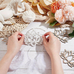 American Elm 24 Pcs Wooden Lotus Cutouts Floral Shapes for DIY Crafts Art Projects Wall Décor Painting Activities Festival Decor Mandala Theme Design School Supplies