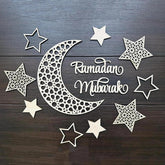 Cliths 11 Pcs Ramadan Mubarak Wall Decor Words Stars Islamic Wooden Hanging Decor