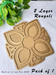 Cliths 2-Layer Wooden Rangoli Cutout for Diwali Decoration Mandala Design Base for DIY Craft, Painting & Festive Decor