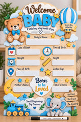 Baby birth information board with custom name