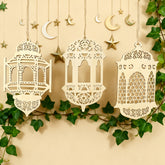 Ramadan Eid wooden lantern wall decor