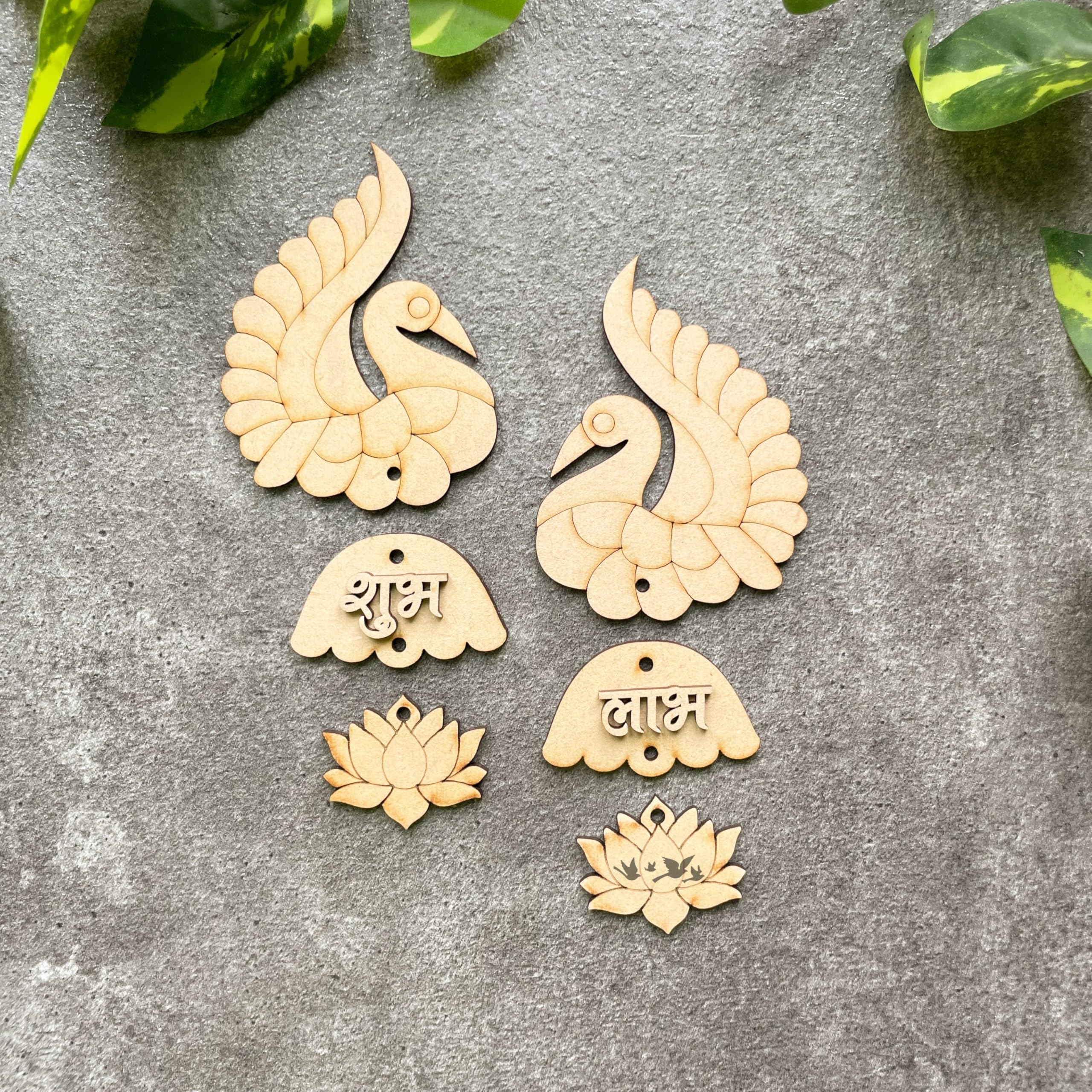 unfinished wooden shubh labh door hangings for diwali