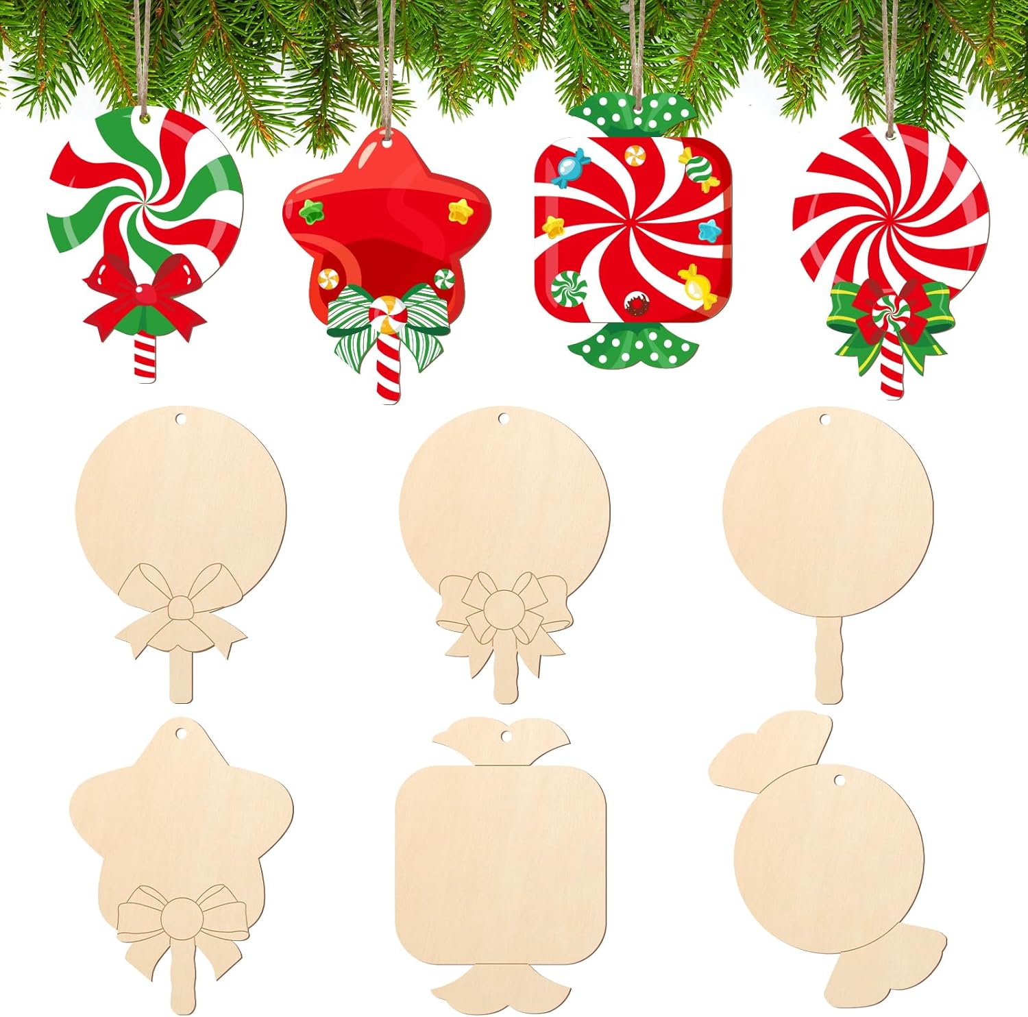 peppermint wooden cutouts for diy crafts