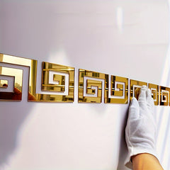 Cliths 20 Pcs Geometric Acrylic Golden Mirror Wall Stickers Golden Finish for Wall Decor DIY Living Room Decor