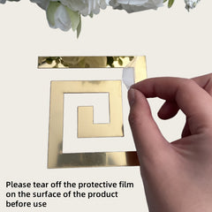 Cliths 20 Pcs Geometric Acrylic Golden Mirror Wall Stickers Golden Finish for Wall Decor DIY Living Room Decor