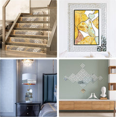 3D silver mirror wall decals for living room and hallway
