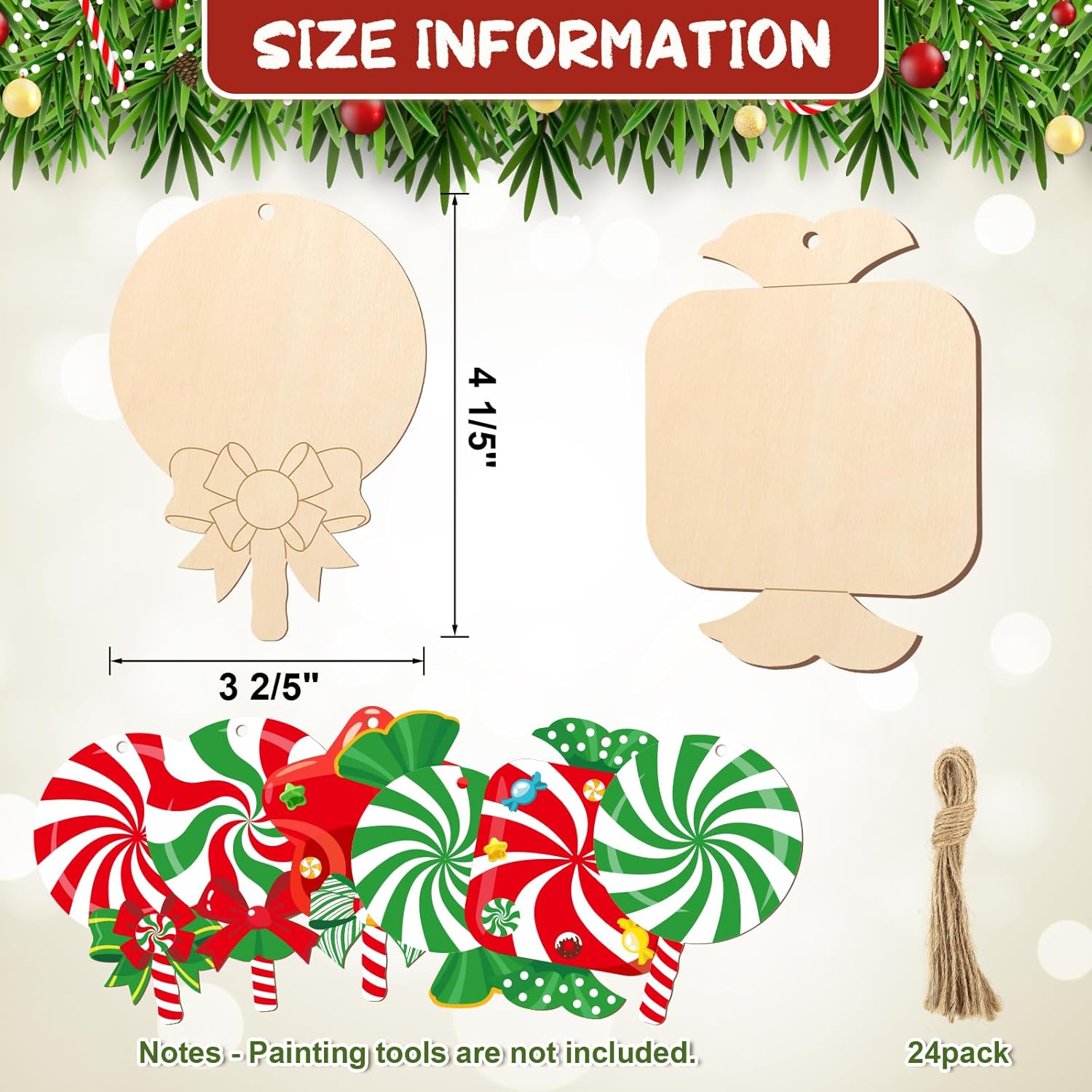 unfinished christmas candy wood shapes for painting