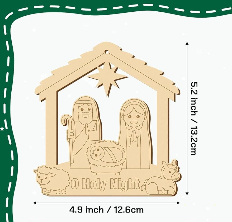 wooden nativity house craft base for kids