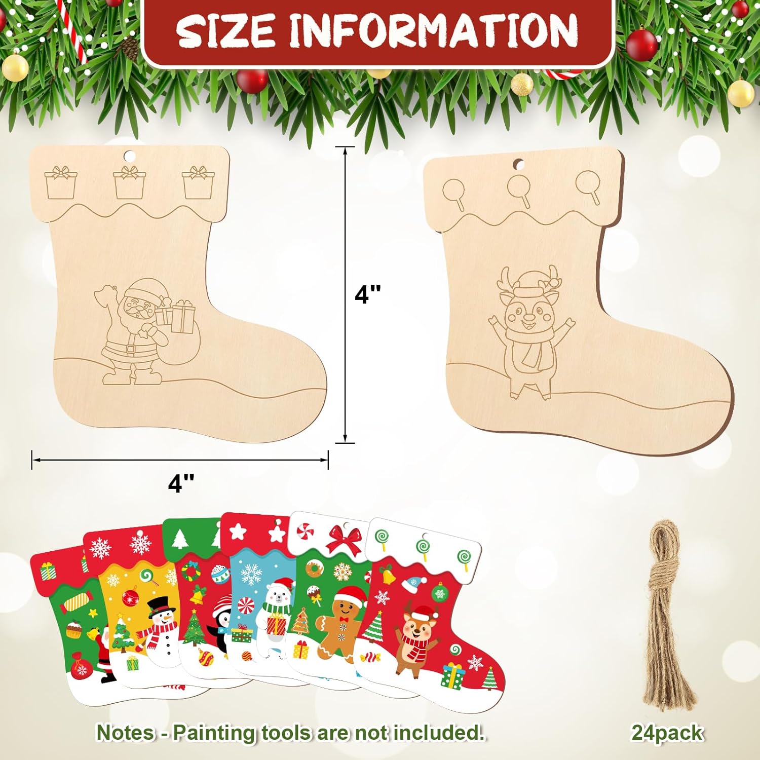 unfinished christmas stocking wood shapes for painting